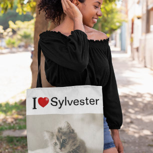Ich liebe mein personalisiertes Katzenfoto Tasche