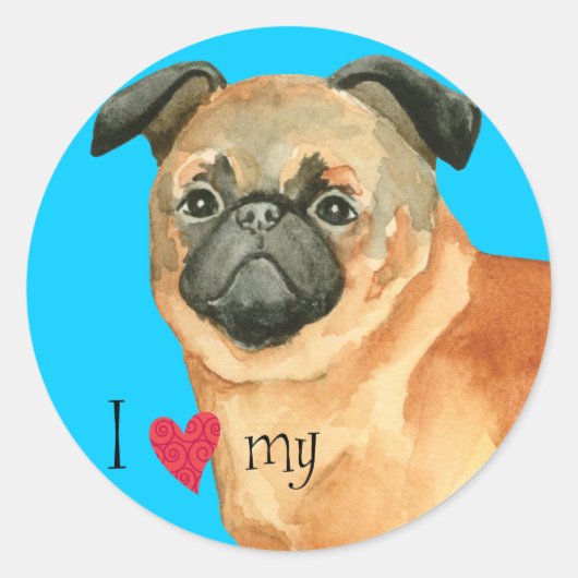 Ich Liebe mein Petit Brabancon Runder Aufkleber (Vorderseite)