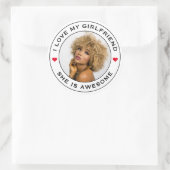 Ich Liebe mein Phantastisches Foto Girlfriend Text Runder Aufkleber (Tasche)