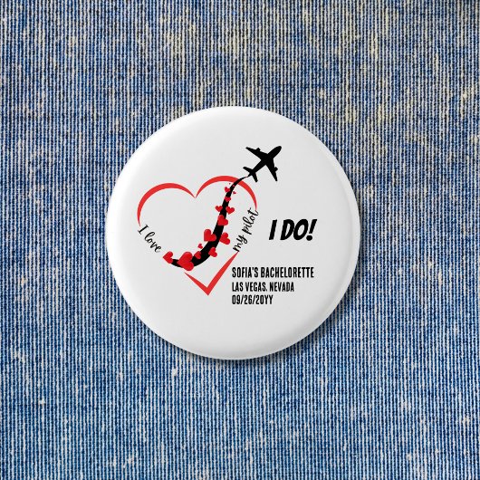 Ich Liebe mein Pilot, Flugzeugherz, Junggeselinnen Button