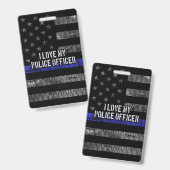 Ich Liebe mein Polizeibeamter Thin Blue Line gestö Ausweis (Vorder- & Rückseite)