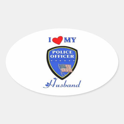 Ich Liebe mein Polizeihusband Ovaler Aufkleber (Vorderseite)