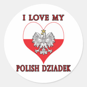 Ich Liebe mein Polnisch Dziadek Runder Aufkleber