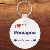 Ich Liebe mein Pomapoo (Männerhund) Schlüsselanhänger (Vorderseite)