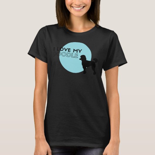 Ich Liebe mein Poodle Blue T-Shirt (Vorderseite)