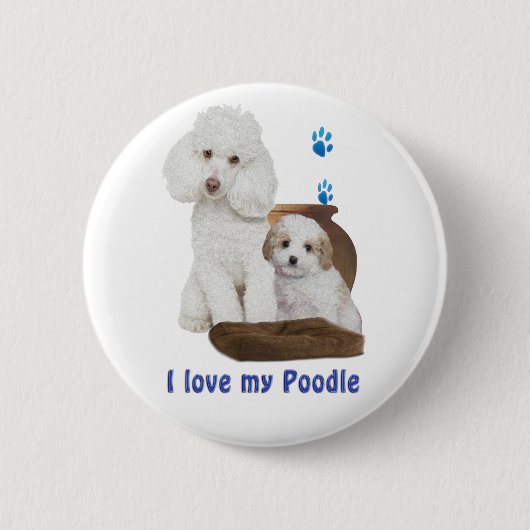 Ich Liebe mein Poodle Button (Vorderseite)
