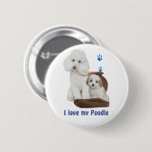 Ich Liebe mein Poodle Button (Vorne & Hinten)