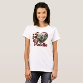 Ich Liebe mein Poodle Custom Pink Heart Foto T-Shirt (Vorne ganz)