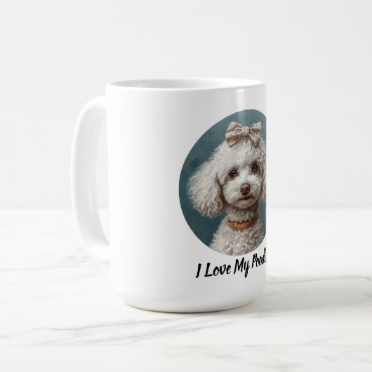 Ich Liebe mein Poodle Kaffeetasse (Vorderseite Links)