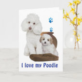 Ich Liebe mein Poodle Karte (Gelbe Blume)