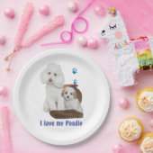 Ich Liebe mein Poodle Pappteller (Party)