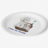 Ich Liebe mein Poodle Pappteller (Schrägansicht)
