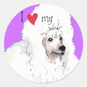 Ich Liebe mein Poodle Runder Aufkleber