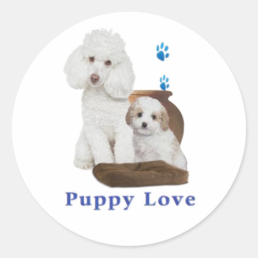 Ich Liebe mein Poodle Runder Aufkleber (Vorderseite)