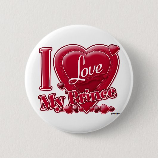 Ich Liebe mein Prinz rot - Herz Button (Vorderseite)