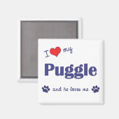 Ich Liebe mein Puggle (Männerhund) Magnet (Vorderseite/Rückseite)