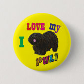 Ich Liebe mein Puli Hund Button Abzeichen (Vorderseite)