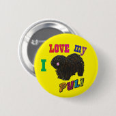 Ich Liebe mein Puli Hund Button Abzeichen (Vorne & Hinten)