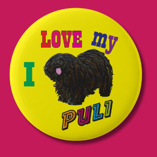 Ich Liebe mein Puli Hund Button Abzeichen
