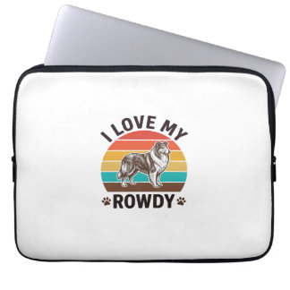Ich liebe mein randalierendes Vintage-Collie-Hund- Laptopschutzhülle