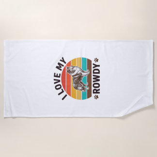 Ich liebe mein randalierendes Vintage-Collie-Hund- Strandtuch