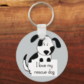 Ich Liebe mein Rescue Hund Niedlich Cartoon Zitat  Schlüsselanhänger (Vorderseite)