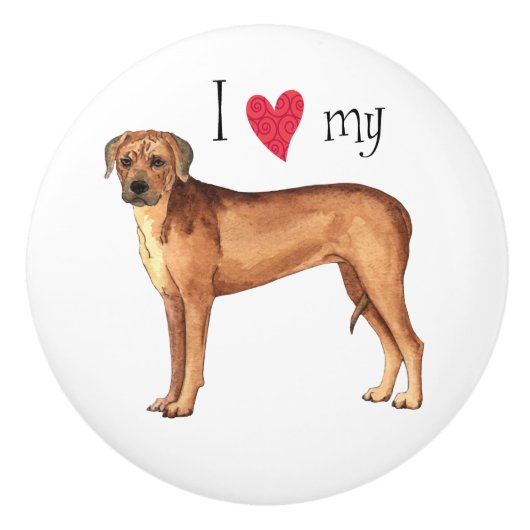 Ich Liebe mein Rhodesian Ridgeback Keramikknauf (Vorderseite)