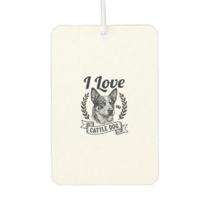 Ich liebe mein Rinderhund-Vintage-Gravurdesign_1 Autolufterfrischer