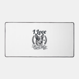Ich liebe mein Rinderhund-Vintage-Gravurdesign_1 Schreibtischunterlage
