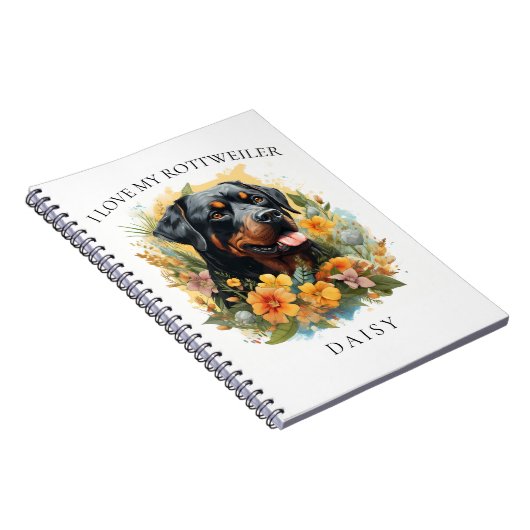 Ich Liebe mein Rottweiler-Blumenportrait Notizblock (Rechte Seite)