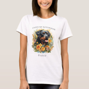 Ich Liebe mein Rottweiler-Blumenportrait T-Shirt