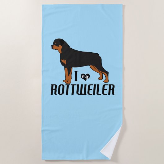 Ich Liebe mein Rottweiler Rottie Dog Strandtuch (Vorderseite)