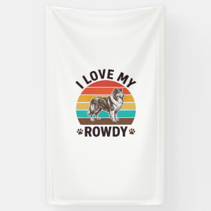 Ich liebe mein Rowdy Vintage Collie Hund Design_1 Banner