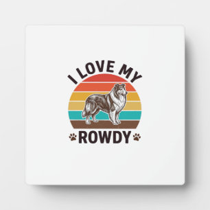 Ich liebe mein Rowdy-Vintage-Collie-Hund-Design_1 Fotoplatte