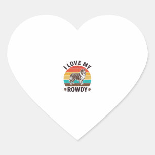 Ich liebe mein Rowdy Vintage Collie Hund Design_1 Herz-Aufkleber