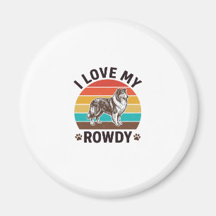 Ich liebe mein Rowdy Vintage Collie Hund Design_1 Magnet