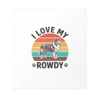 Ich liebe mein Rowdy-Vintage-Collie-Hund-Design_1 Notizblock
