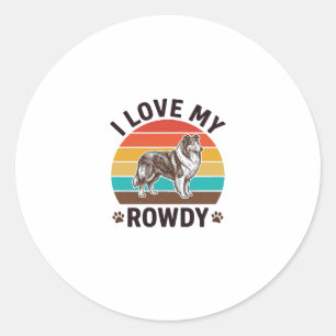 Ich liebe mein Rowdy-Vintage-Collie-Hund-Design_1 Runder Aufkleber