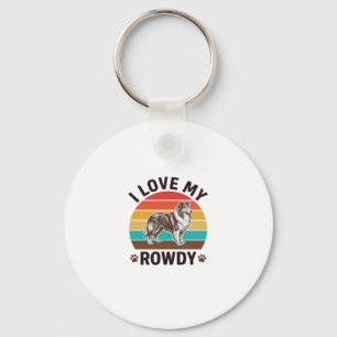Ich liebe mein Rowdy-Vintage-Collie-Hund-Design_1 Schlüsselanhänger