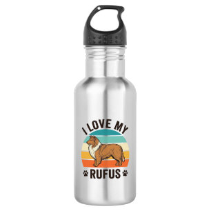 Ich liebe mein Rufus Vintage-Hundedesign_1 Edelstahlflasche