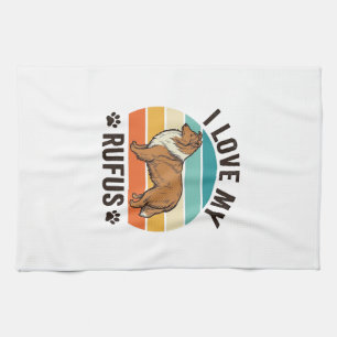 Ich liebe mein Rufus Vintage-Hundedesign_1 Geschirrtuch