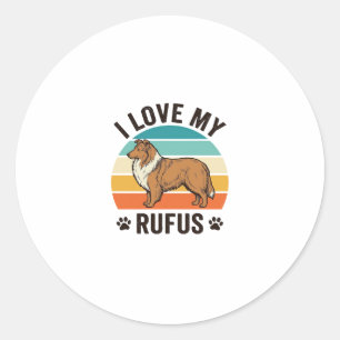 Ich liebe mein Rufus Vintage-Hundedesign_1 Runder Aufkleber