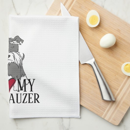 Ich Liebe mein Schnauzer Geschirrtuch (Viertel Falte)