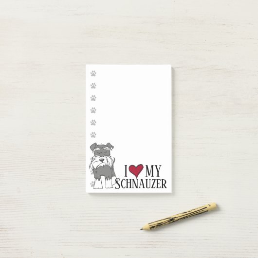 Ich Liebe mein Schnauzer Post-it Klebezettel (Auf Schreibtisch)