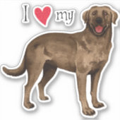 Ich Liebe mein Schokolade Labrador Vinyl Sticker (Vorderseite)