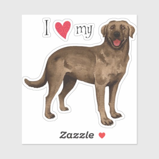 Ich Liebe mein Schokolade Labrador Vinyl Sticker (Blatt)
