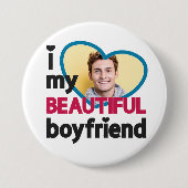 Ich Liebe mein schönes, Freund angepasstes Foto Button (Vorderseite)
