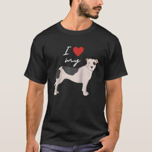 Ich Liebe mein schwarz-weißer Pit Bull Terrier T-Shirt