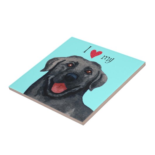 Ich Liebe mein schwarzes Labor Fliese (Seite)