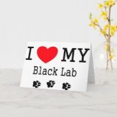 Ich Liebe mein schwarzes Labor Karte (Gelbe Blume)